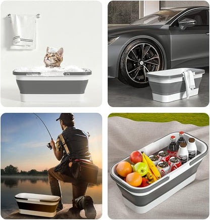 Long Plastic Rectangular Handy Baskets/Mop Buckets (Collapsible Buckets 01-Grey)