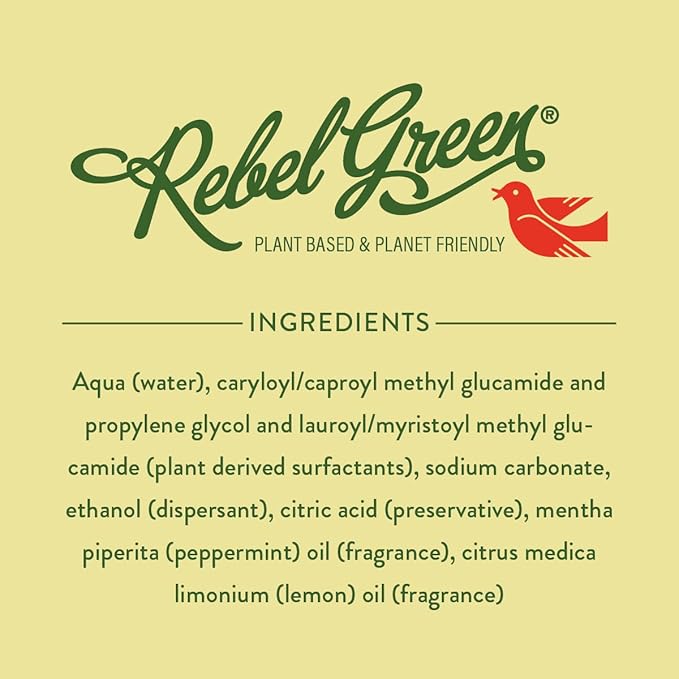 Rebel Green Natural All-Purpose Cleaning Spray - Essential Oil Multi-Surface Cleaner - Kid Safe, Pet Safe & Sustainable Cleaning Products - Peppermint & Lemon Scent - (16 Ounce Bottles, 1 Pack)
