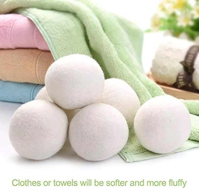 Bow+Berry XL Premium Natural Sheep Wool Dryer Balls - 6-Pack - Chemical-Free - Replace Liquid Fabric Softener and Dryer Sheets - Wool Balls for Dryer - Laundry Balls for Dryer