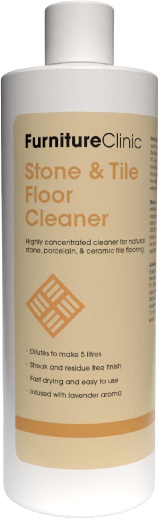Furniture Clinic Stone & Tile Floor Cleaner | Dilutes to 170 FL Oz | Easy and Safe Application | Quick-Drying with Lemon Aroma | 17oz / 500ml