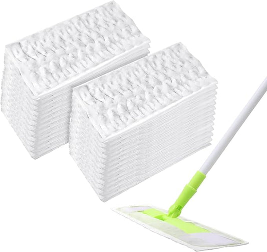 100 Pcs Upgraded Pet Heavy Duty Mop Pads Compatible with Swiffer Mop Refills Multi Surface Dry Cloths Washable Sweeper Flat Mop Pads for Floor Sweeping and Cleaning (White)