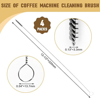 Milk Foamer Hose Brush, Pipe Tube Cleaner Brush for Espresso & Coffee Machine, Cleaning Glass Pipes, Baby Bottles, Straws & More - Nylon Bristles Cleaning Brushes with Flexible Handle, 12-1/2 Inches