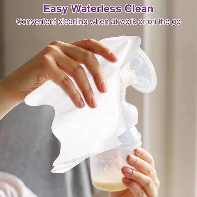 Breast Pump Wipes, 3 Packs Natural Pump Cleaning Wipes On The Go, Resealable Manual Pacifier Wipes Quick Clean Breastfeeding Supplies