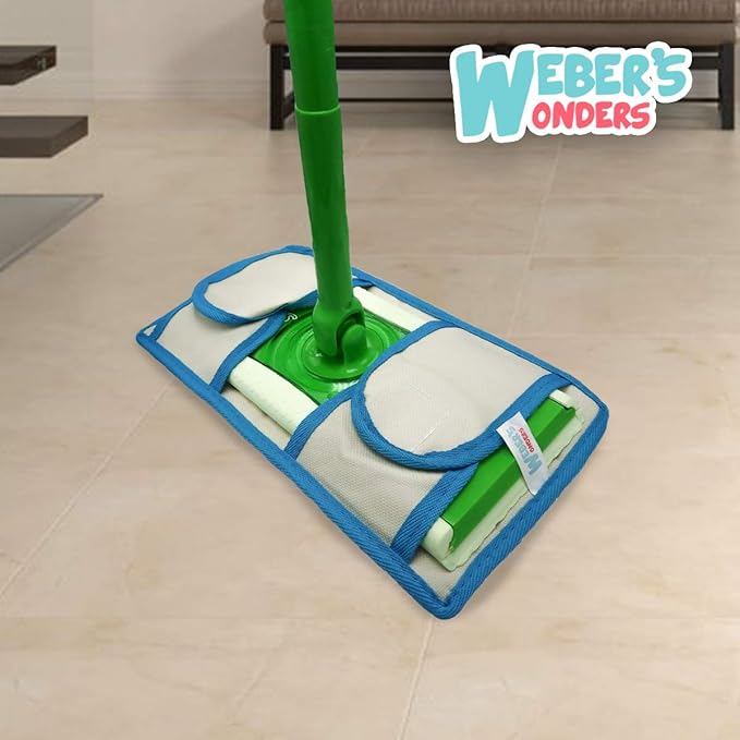 4 Pack Microfiber Weber’s Wonders Microfiber Mop Pads - Washable - Reusable - Durable - Compatible with Swiffer and ReadyMop Heads - Wet/Dry Cleaning - Duster