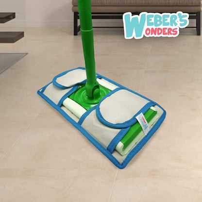 4 Pack Microfiber Weber’s Wonders Microfiber Mop Pads - Washable - Reusable - Durable - Compatible with Swiffer and ReadyMop Heads - Wet/Dry Cleaning - Duster