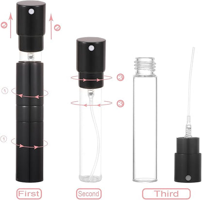 8ml Portable Mini Perfume Atomizer bottles, Empty Refillable Spray Bottle with 3 Types of Refill Tools, Pocket Travel Perfume Sample Bottles 5pack