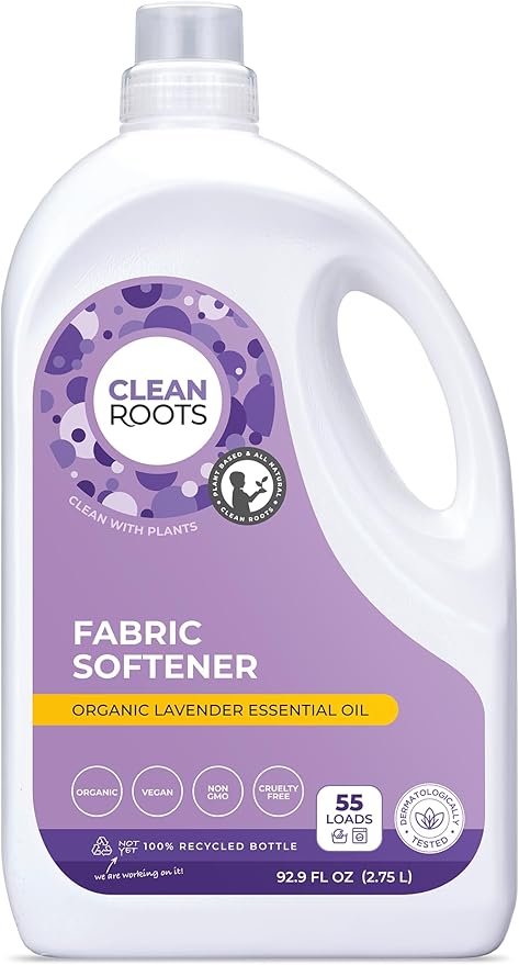 Lavender Fabric Softener, EcoGarantie Certified 100% Organic & Natural Ingredients, Dermatologically Tested & Approved, Scented with Organic Lavender Essential Oil- 55 Loads, 92.9 fl. oz.