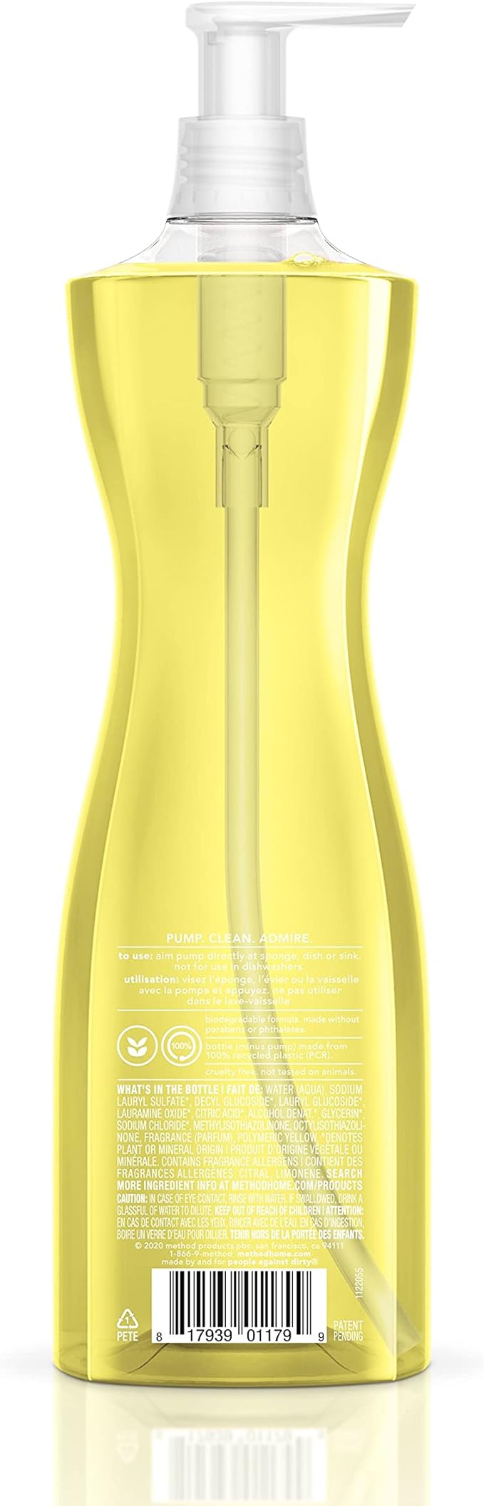 Method Gel Dish Soap Liquid, Lemon Mint, Biodegradable Formula, Tough on Grease, 18 Fl Oz (Pack of 6