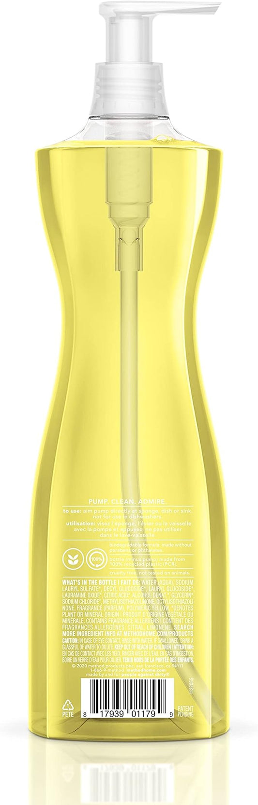 Method Gel Dish Soap Liquid, Lemon Mint, Biodegradable Formula, Tough on Grease, 18 Fl Oz (Pack of 6