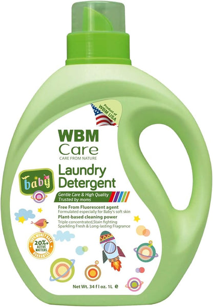 Plant-Based Laundry Detergent Liquid – 34 fl oz, 50 loads total. Eco-friendly formula for powerful cleaning, gentle on fabrics, and safe for the environment