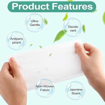 200 Pcs Deodorant Wipes Bulk, Individually Wrapped Antiperspirant Wipe, Mini Personal Cleansing Wipes for Travel, Sweat Body Wipe for Women Men Sports Cleanse Skin Excessive Sweating (Jasmine)