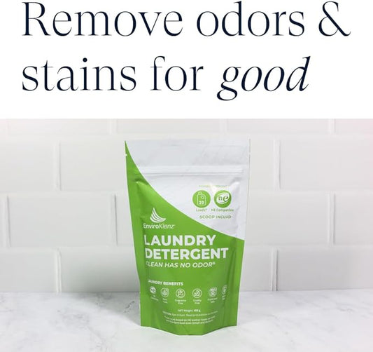 EnviroKlenz Unscented Powder Laundry Detergent, 20 Loads | Removes Odors and Stains | Hypoallergenic and Gentle on Skin | Non-Toxic & Fragrance-Free | Patented Odor Fighting Technology