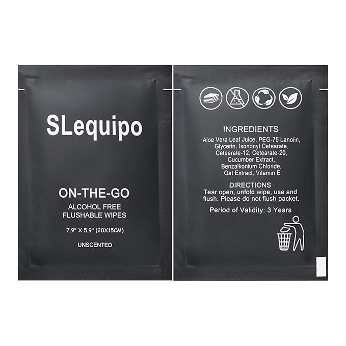 50 Pcs Fragrance Free, Plant Based Wet Wipes, Aloe Vera for Butt, Hands, Face Cleaning, Sufficient Quantity, Individual Wrapped, Portable Size, Ideal for Daily Use