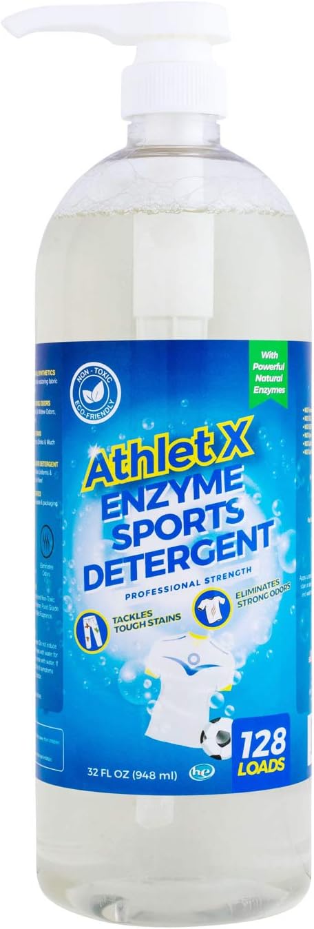 AthletX Enzyme Sports Laundry Detergent Liquid - 128 Loads - USA Made - 32oz