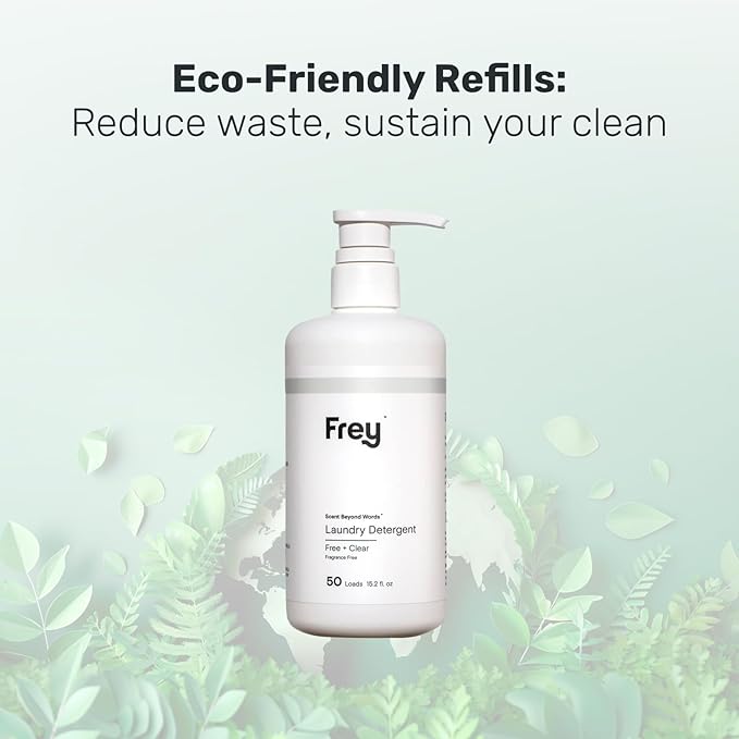 FREY Concentrated Liquid Laundry Detergent – 50 Loads |Ultra Concentrated, Natural, Eco-Friendly Formula | Unscented | Gentle on Clothes | 2-Pack