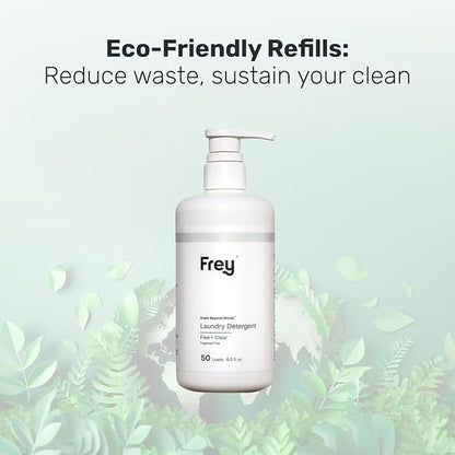 FREY Concentrated Liquid Laundry Detergent – 50 Loads |Ultra Concentrated, Natural, Eco-Friendly Formula | Unscented | Gentle on Clothes | 2-Pack