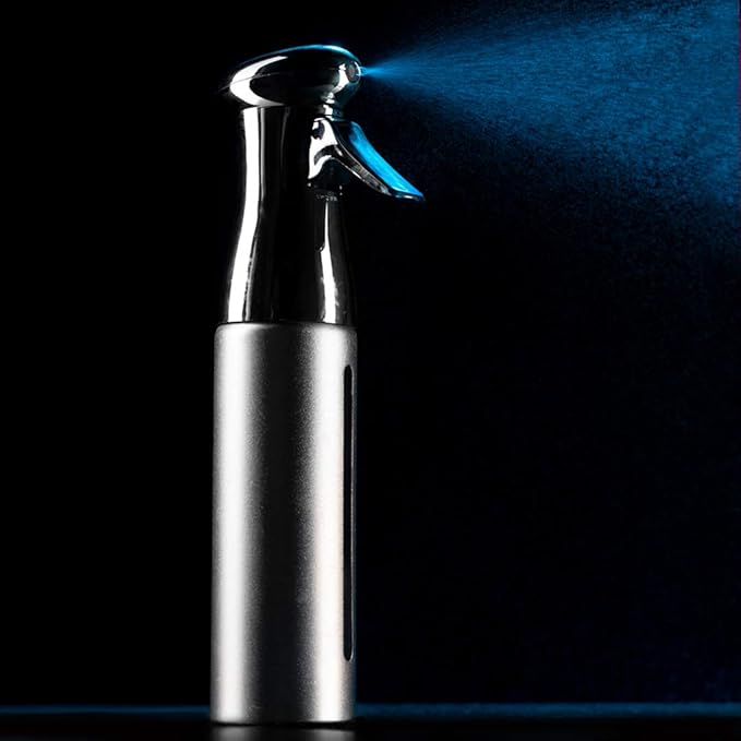 Colortrak Luminous Spray Bottle, 250ml/8.5oz Bottle with Full 360° Distribution, Easy-Use Pump, Quick View Window to Monitor Water Level, Eco-Friendly, Silver