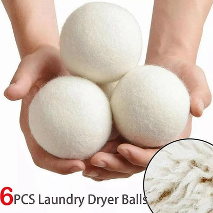 6pcs Wool Dryer Balls, Reusable Wool Laundry Balls Natural Fabric Softener Pet Hair Remover for Laundry for Speeding Up Dry Time