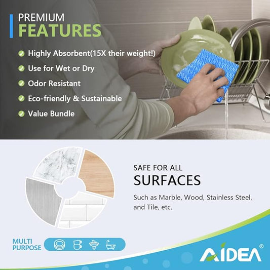 AIDEA Cleaning Wipes, Multi-Purpose Towel Reusable Cleaning Cloths 40Ct(1 Pack), Domestic Cleaning Wipes, Cleaning Towels, Dish Cloths(12''x24'')