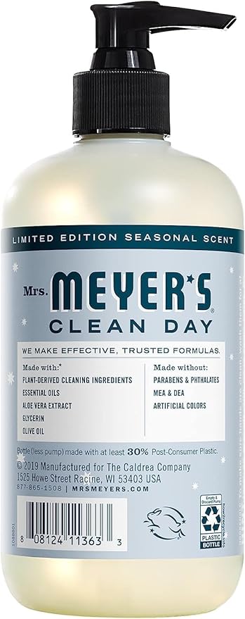 MRS. MEYER'S CLEAN DAY Variety, 1 Mrs. Meyer's Liquid Hand Soap, Snow Drop, 12.5 OZ, 1 Mrs. Meyer's Liquid Dish Soap, Snow Drop, 16 OZ, 1 CT