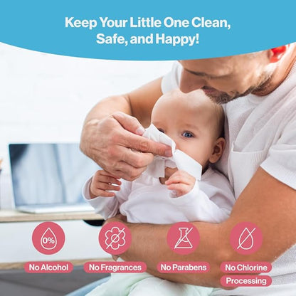 BabbleRoo Dry Wipes for Baby - 100% Plant-Based Cotton Wipes, Hypoallergenic, Fragrance-Free, Chemical-Free, Gentle for Sensitive Skin, Use Wet or Dry for Diaper Changes and Cleanups– 1200 Wipes