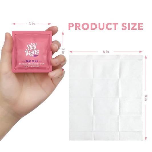 Stall Mates Wipes Feminine Fresh - Flushable | Individually Wrapped Cleansing Travel Friendly PH balanced Unscented with Sunflower, Rosemary and Aloe (30 on-the-go singles)