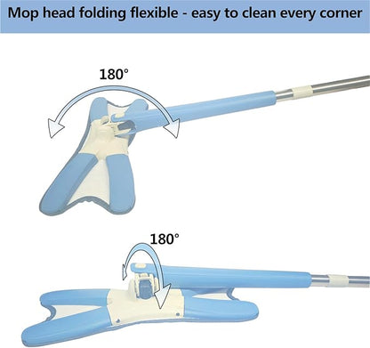 Household Dust Mop Washable Dust Mops for Floors Convenient Wet Mopping Innovative Dust Mops for Hardwood Floors Microfiber Wet Mop Pads Wet Dry Dual-Use Mop (Blue)