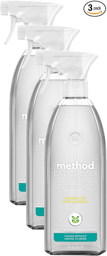 Method Daily Shower Spray Cleaner, Eucalyptus Mint, 28 Ounce, 1 pack, Packaging May Vary (Pack of 3)