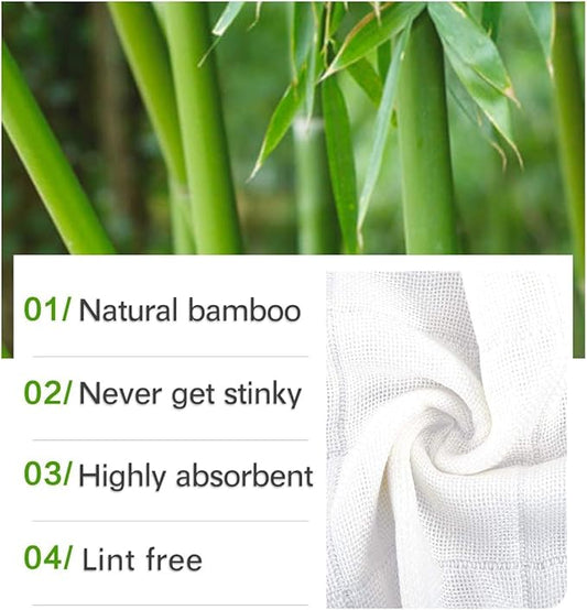 Bamboo Dish Cloths Towels Kitchen Cloths for Cleaning Dishcloths for Kitchen Washable Absorbent Machine Washable 12" x 12" 10PCS (30x30 cm, Solid Color) (White)