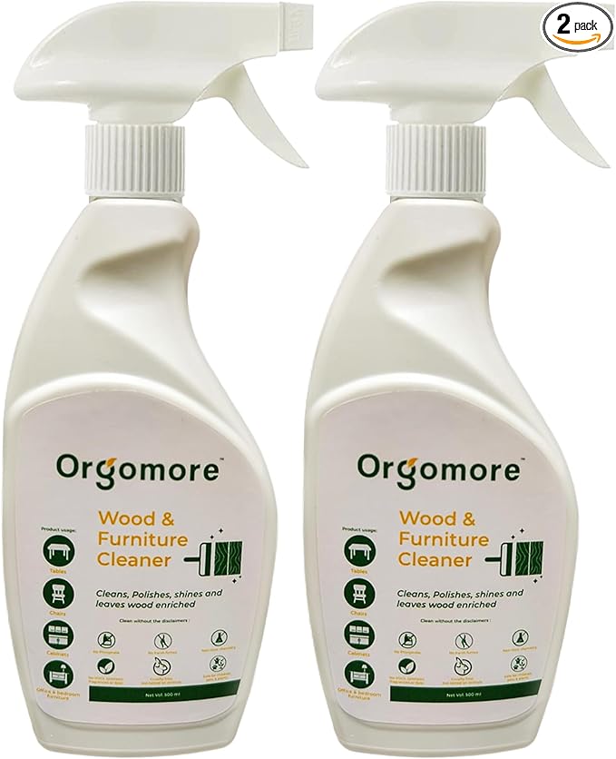 Plant based Wood Cleaner (Pack of 2) | 3-in-1 Cleans, Shines, and Protects Wooden Surfaces| Biodegradable Formula that Cleans Furniture, Tables, Kitchen Cabinets | Pet Safe, Skin Friendly