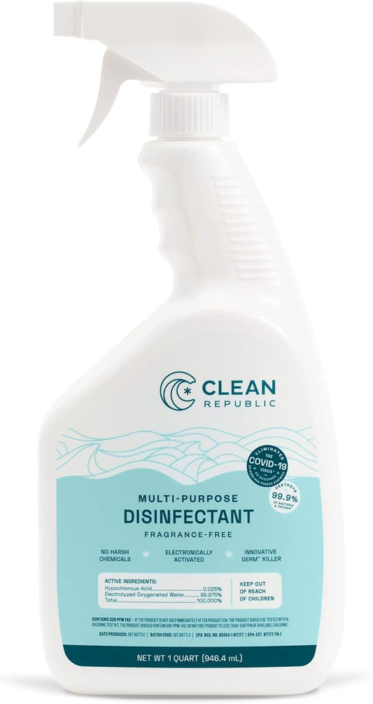 Clean Republic Multi-Purpose Disinfectant, Cleaning Spray, 32 Fluid Ounce Bottle