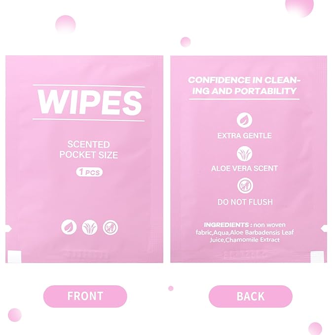 400 Pcs Butt Wet Wipes for Women Individually Wrapped Wipes for Women Man Travel Hand Face Body Cleaning Adults Bathroom Toilet Daily Use(Pink)