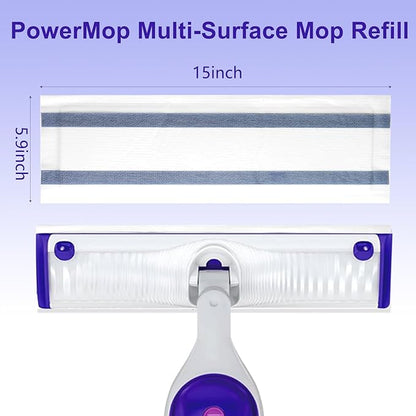 12-Pack Disposable Mop Pad Refills for Swiffer PowerMop Multi-Surface Mop/Wet Jet Spray Mop, Effortlessly Cleans Hardwood, Tile and Laminate Floors - Super Absorbent, Absorbs Dirt, Deep Cleaning