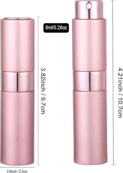 8ml Portable Mini Perfume Atomizer bottles, Empty Refillable Spray Bottle with 3 Types of Refill Tools, Pocket Travel Perfume Sample Bottles 5pack