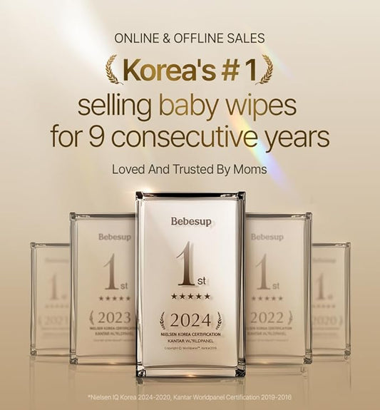 Korea’s #1 Signature Baby Wipes - Hypoallergenic Water-based Unscented Alcohol-Free Ultra-Thick 75 GSM Super Seed Extracts Plant-Based for sensitive skin Flip-Top 560 Count (8 Packs)