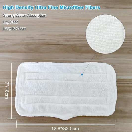 Fushing 7Pcs Steam Mop Pads, Washable Microfiber Cleaning Steamer Replacement Pads for Shark Steam & Spray Mop S3101 S3251 SK460 SK410 S3101n2 S3250 SK435CO SK140 SK141,White
