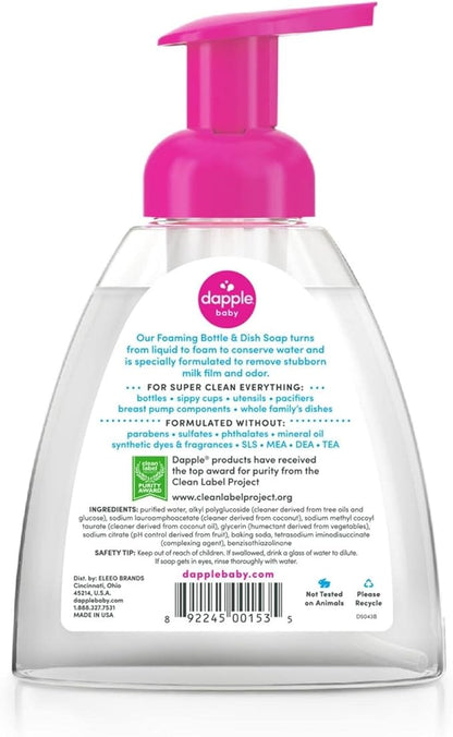 Dapple Foaming Dish Soap, Plant Based, Hypoallergenic for Sensitive Skin, Fragrance Free 13 Fl Oz (Pack of 3)