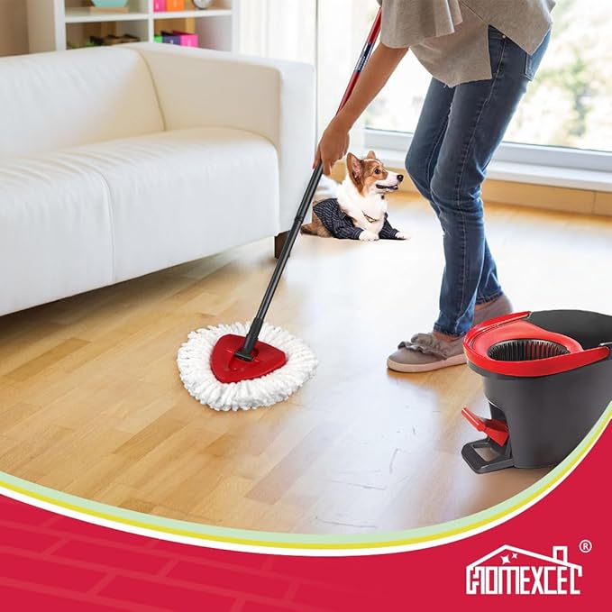 HOMEXCEL Mop Replacement Heads Compatible with O-Cedar EasyWring Spin Mops 4 Pack-Washable Microfiber Spin Head Refills-Easy Cleaning Mop Head Replacement