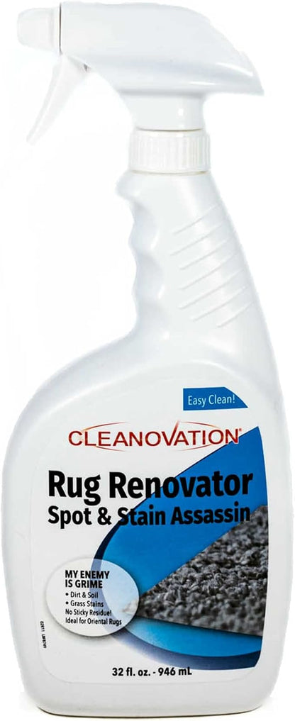 Rug Renovator Floor Scrub Brush with Long Handle, Scrape Brush Stiff Bristle Scrubber, Cleaning for carpet pet stains and odors, 32 Fl oz Carpet Shampoo