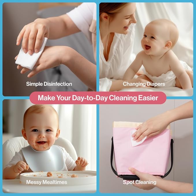 BabbleRoo Dry Wipes for Baby - 100% Plant-Based Cotton Wipes, Hypoallergenic, Fragrance-Free, Chemical-Free, Gentle for Sensitive Skin, Use Wet or Dry for Diaper Changes and Cleanups– 1200 Wipes