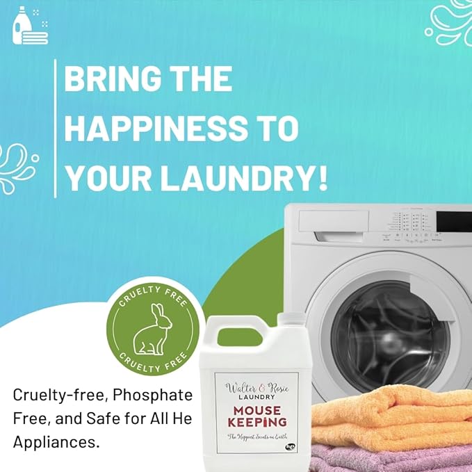 Walter & Rosie Mouse Keeping Luxury Detergent - Inspired Scent with Bergamot and Grapefruit - Cleans All Fabric Types - Ideal for Machine & Handwash - The Happiest Detergent on Earth - 64 Oz