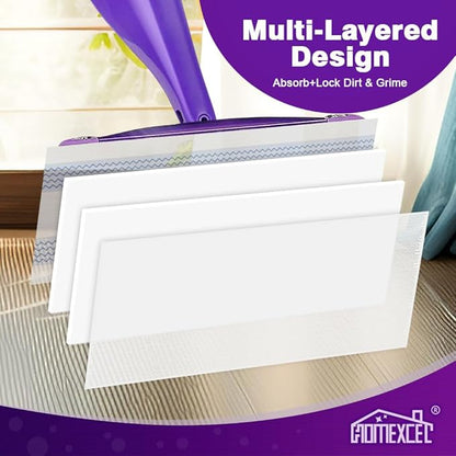 HOMEXCEL Multi-Layer Dry Floor Mop Pads Compatible with Swiffer WetJet-All Purpose Multi Surface Floor Cleaner Spray Mop Pads Refills for Hardwood Floor,32 Count