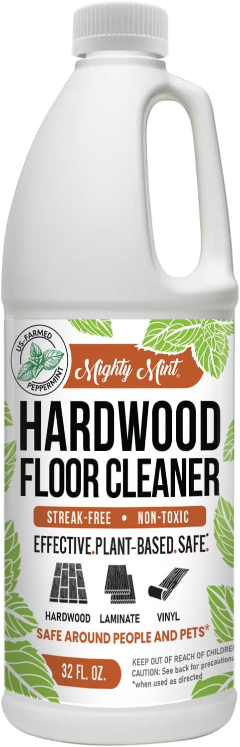 Mighty Mint Hardwood Floor Cleaner, Non-Toxic, Ready-to-Use with Mops and Sprayers, Natural Mint Scent, 32oz