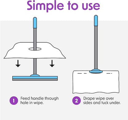 Wipex XL Wet Floor Wipes for Squeegee Stick, Cuban Mop or Sweeping Mop, Plant Based Multi Surface Cleaning Wipes, Lavender Scent, Huge Disposable Wipes (24" x 14"), Extra Thick, 12 Count (Pack of 1)