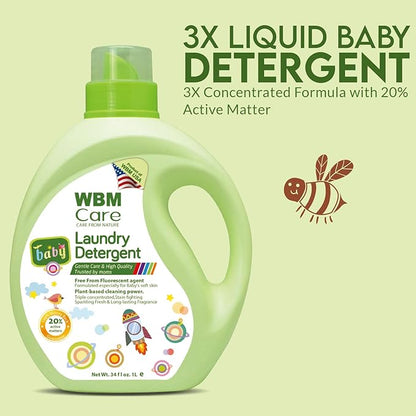 Plant-Based Laundry Detergent Liquid – 34 fl oz, 50 loads total. Eco-friendly formula for powerful cleaning, gentle on fabrics, and safe for the environment