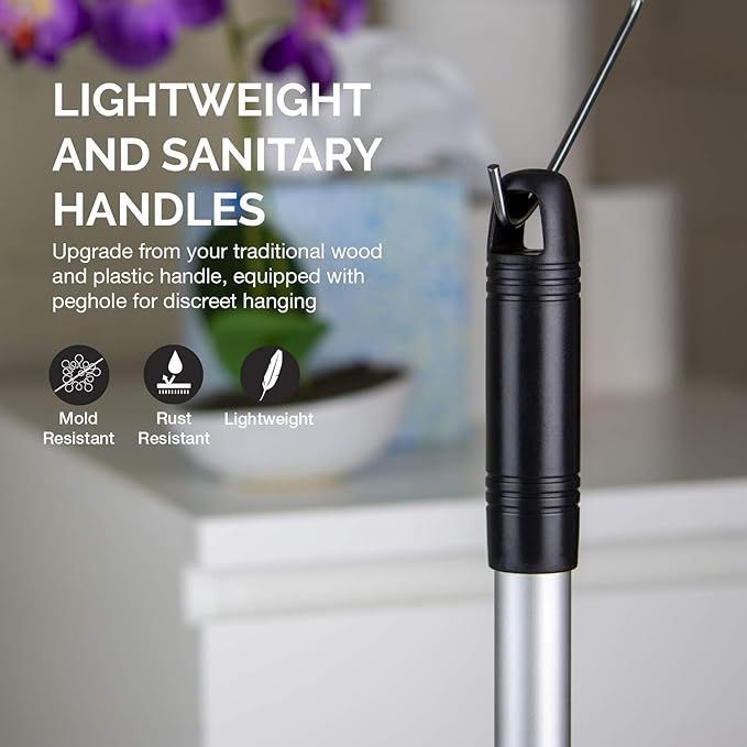 NEIKO 60168A Toilet Plunger Set, 4 Piece, Bonus Mini Sink & Drain Plunger, Toilet Bowl Brush & Caddy, Patented All-Angle Design, Telescopic Aluminum Handle, Bathroom Toilet Brush and Plunger Set