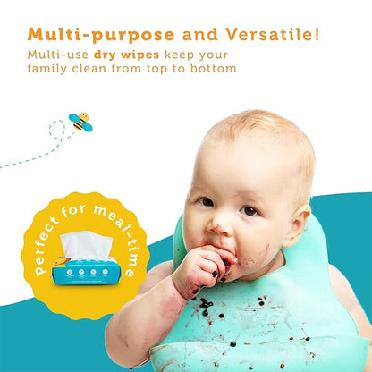 100% Pure Cotton Dry Wipes | 1200 Count | Use Wet or Dry | Soft & Sensitive | Hypoallergenic | Extra Strong & Absorbent | Perfect for Diaper Changes, Runny Noses, Drool, Meal Time & Nursing