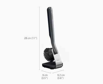 Joseph Joseph SinkTech Dish Brush with Replacement Head and Stainless-Steel Storage Stand Drip Tray