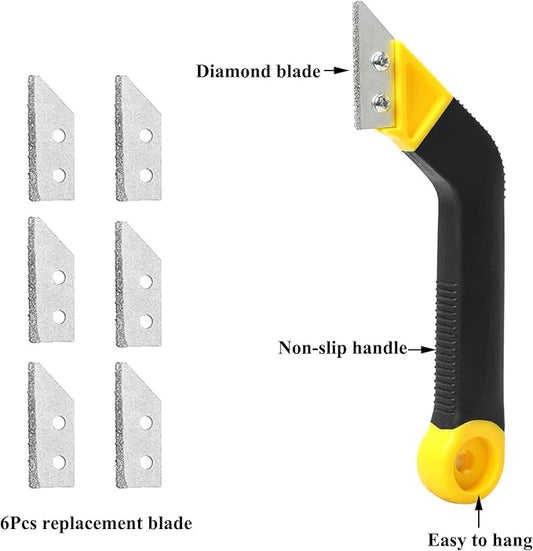 Grout Removal Caulking Tool Set, Sturdy Angled Grout Scraping Rake Tool, Grout Saw Knife, 4Pcs Silicone Sealant Tool for Tile Cleaning