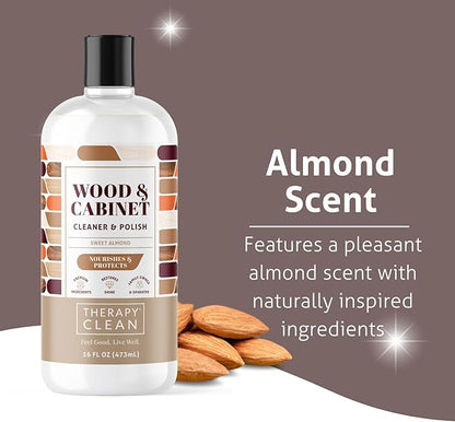 Therapy Wood Cleaner and Furniture Polish 16 oz. (2 Pack) - Wood Cabinet and Table Cleaner - Conditioner - Almond Scent